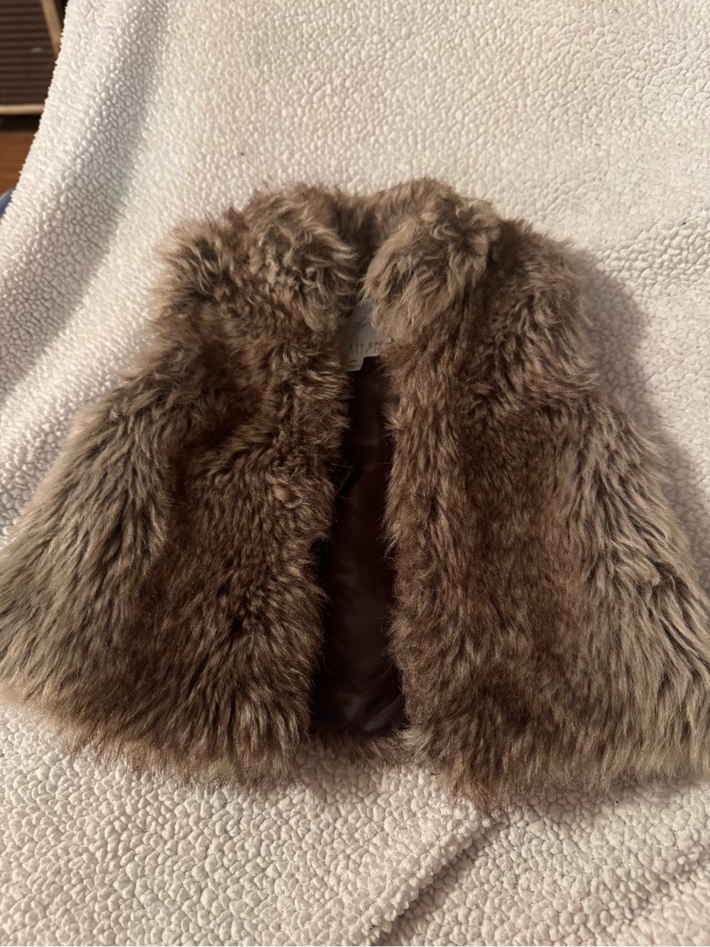 Girls Faux Fur Vest Lined Jacket Brown Size 6 Month C3